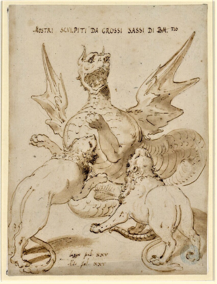 1278 Fig.10 Guerra Bomarzo Drago e leoni