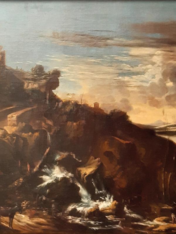 Paesaggio italiano di C. A. Tavella, prima metà del ‘700. Olio su tela. Misure: cm. 200x170