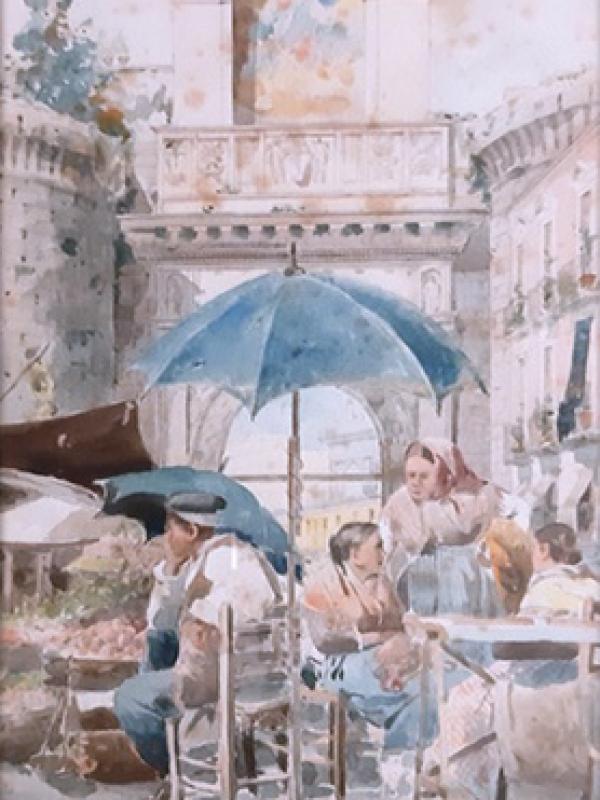 Scuola di Amalfi, firmati da Vincenzo Loria (1849-1939), metà ‘800. Acquarelli. Misure: cm. 25x10 (foto B)